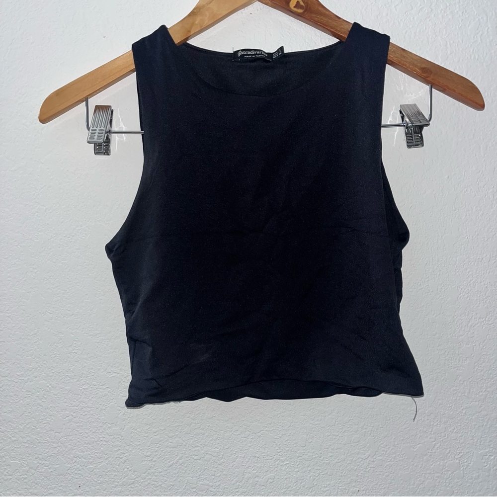 Stradivarius Black Crop Top Sleek Essential